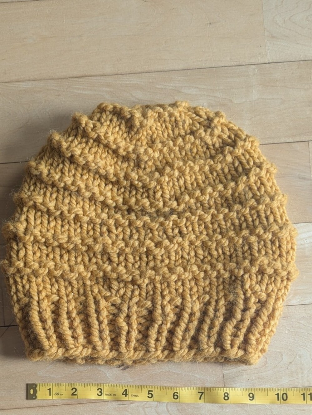 Handknit Chunky Mustard Yellow Beanie